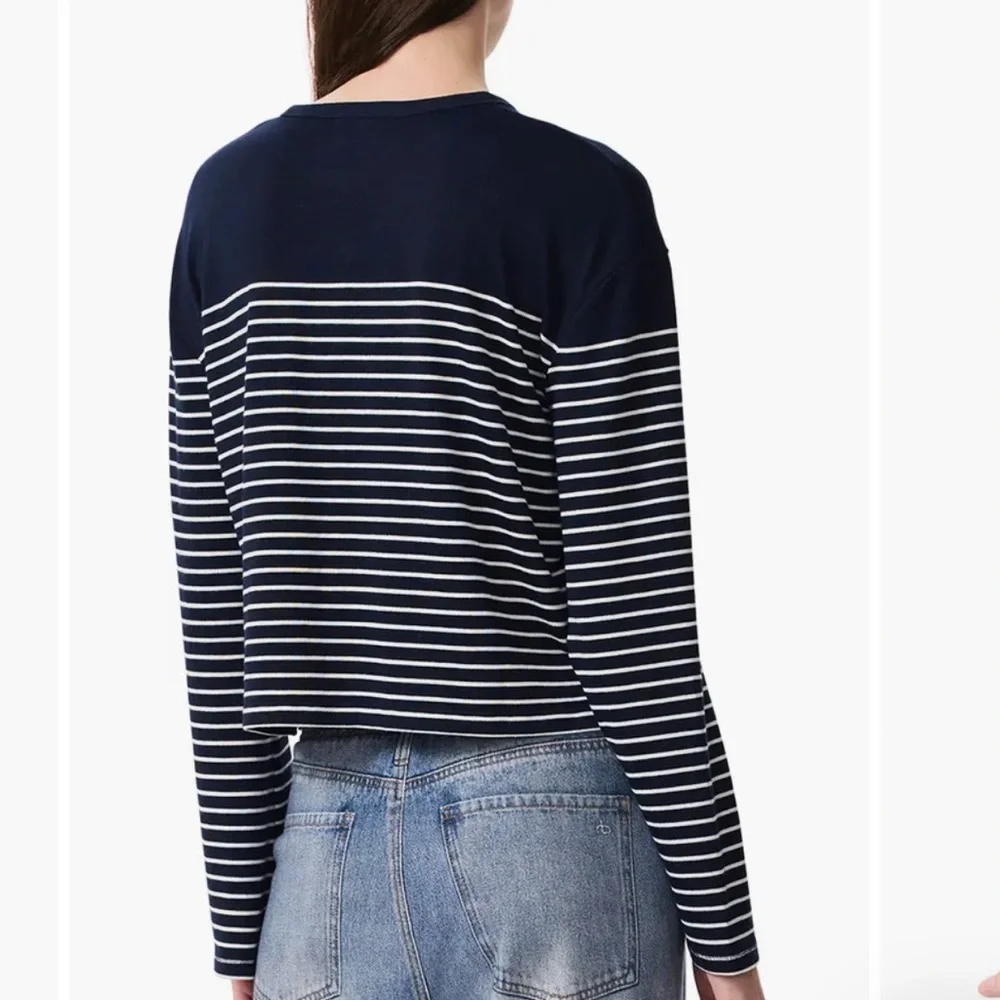 rag & bone Navy and White Striped Long Sleeve Top - Picture 2 of 8